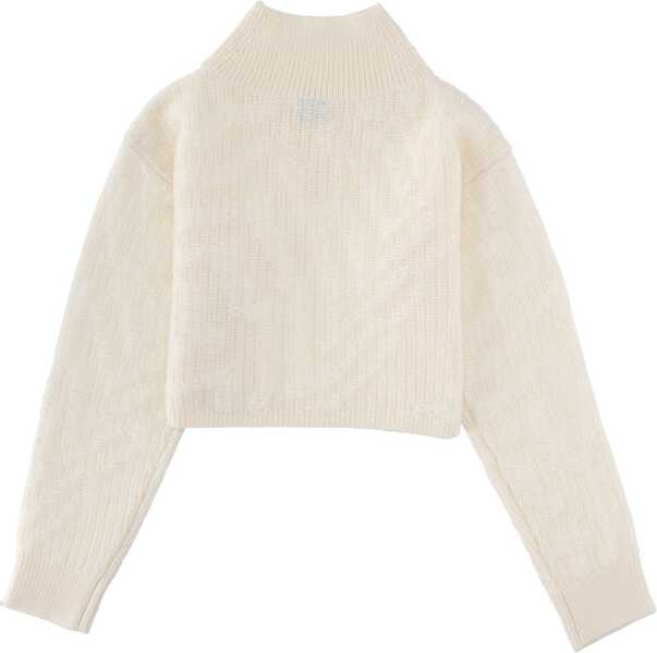 Pulovere Hugo Boss Cropped Sweater With Doubled Collar WHITE Femei (BM 19644785) 2