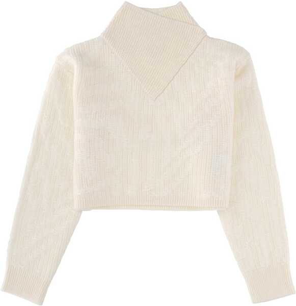 Pulovere Hugo Boss Cropped Sweater With Doubled Collar WHITE Femei (BM 19644785) 1