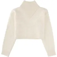 Pulovere Cropped Sweater With Doubled Collar Femei