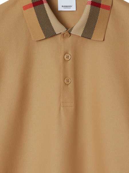 Tricouri Polo Burberry Polo Shirt With Check Collar BEIGE Barbati (BM 19644923) 2
