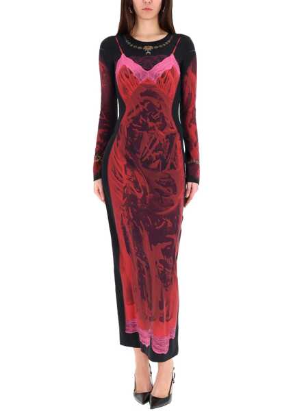 Rochii casual MARINE SERRE Wet Nuisette Midi Dress RED Femei (BM 19645187) 2