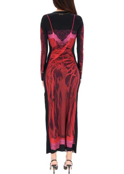 Rochii casual MARINE SERRE Wet Nuisette Midi Dress RED Femei (BM 19645187) 3