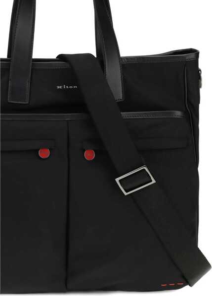Genti de mana KITON Leather-trimmed Tote bag NERO Barbati (BM 19645574) 3
