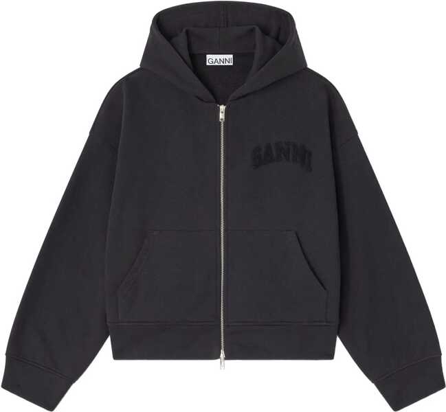 Bluze de trening Ganni Two-way Zip Hoodie BLACK/BLACK Femei (BM 19647926) 1