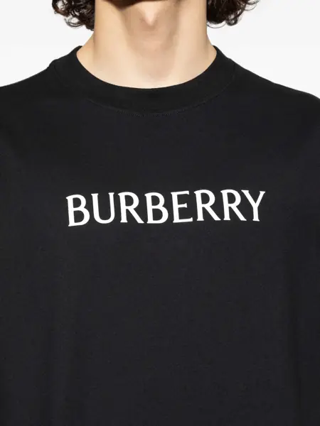 Tricouri Burberry Cotton T-shirt with logo Black Barbati (BM 19648674) 5