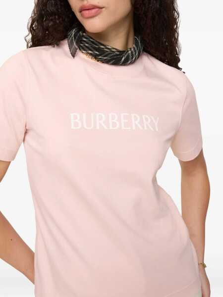 Tricouri Burberry Cotton T-shirt with logo Pink Femei (BM 19648677) 3