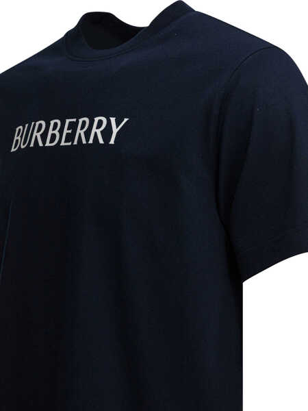 Tricouri Burberry Cotton T-shirt with logo Blue Barbati (BM 19648680) 4