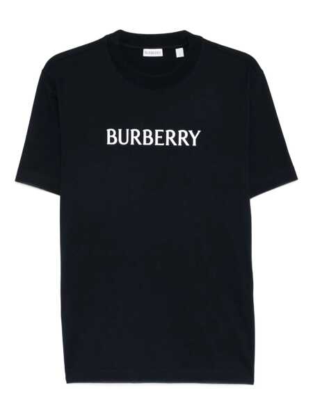 Tricouri Burberry Cotton T-shirt with logo Blue Barbati (BM 19648680) 1