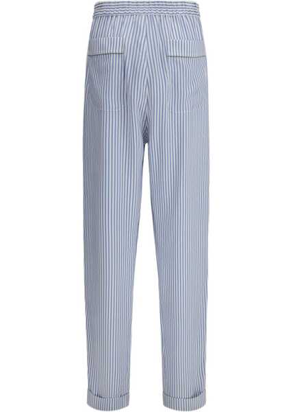 Pantaloni casual Tom Ford Striped silk PJ Trousers SKY BLUE/OFF WHITE Femei (BM 19654325) 2