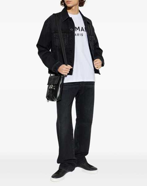 Tricouri Balmain Cotton Print T-shirt BLANC/NOIR Barbati (BM 19654340) 2