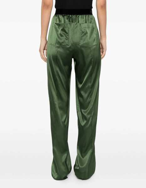 Pantaloni casual Tom Ford Stretch silk satin Trousers MOSS GREEN Femei (BM 19654373) 4