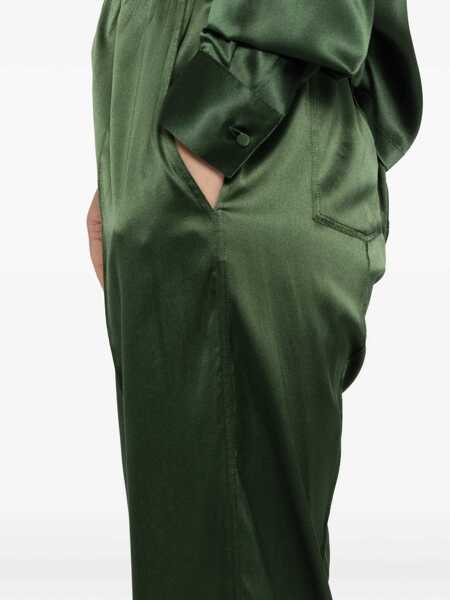 Pantaloni casual Tom Ford Stretch silk satin Trousers MOSS GREEN Femei (BM 19654373) 5