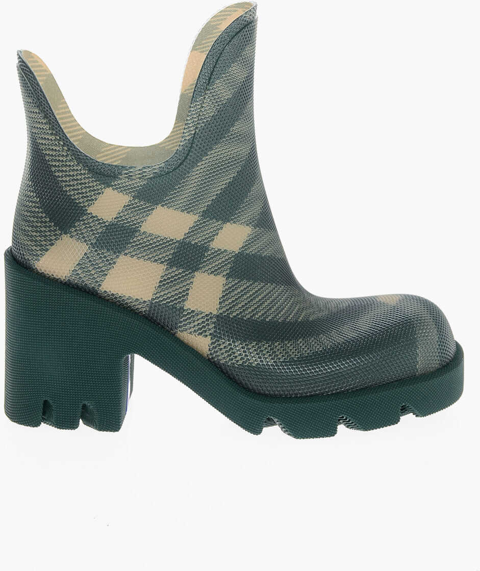 Botine Burberry Tartan Patterned Rubber Booties 8Cm Green Femei (BM 19654822) 3