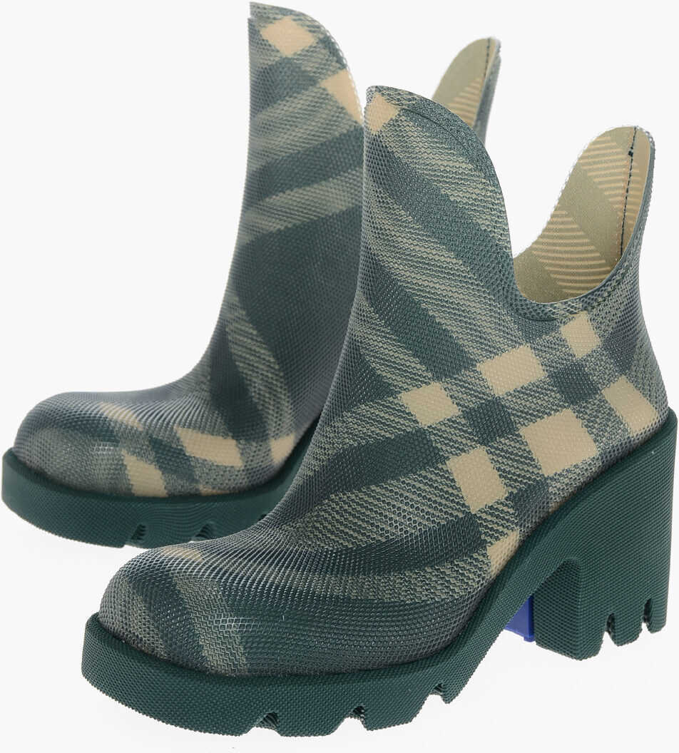Botine Burberry Tartan Patterned Rubber Booties 8Cm Green Femei (BM 19654822) 1