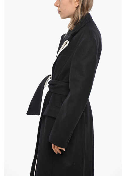 Paltoane EUDON CHOI Cashmere Blend Coat With Double-Layered Lapel Black Femei (BM 19654844) 2