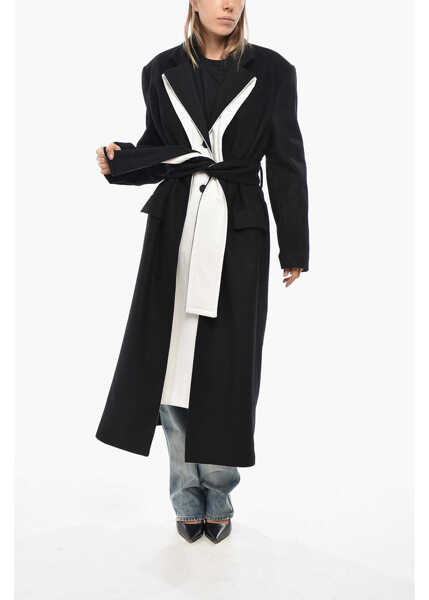 Paltoane EUDON CHOI Cashmere Blend Coat With Double-Layered Lapel Black Femei (BM 19654844) 4