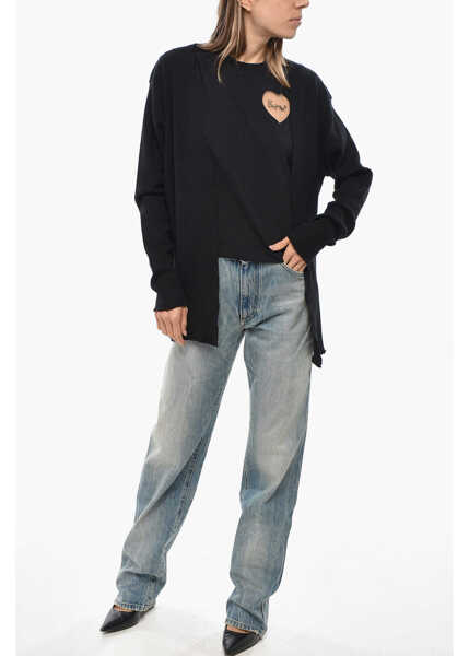 Cardigane Allude Wool Blend Buttonless Cardigan Black Femei (BM 19654847) 4