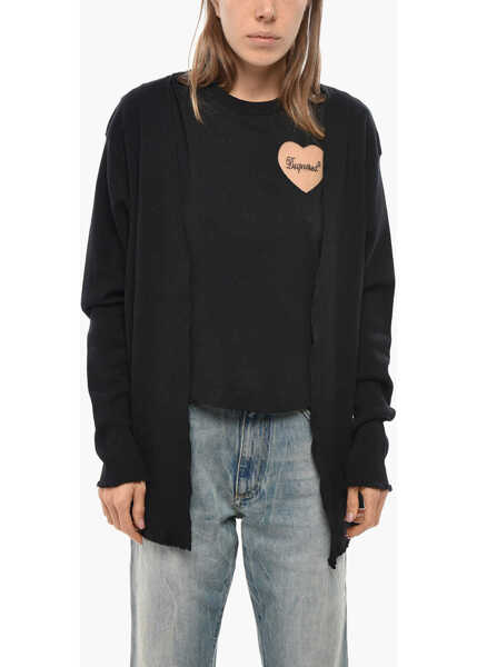 Cardigane Allude Wool Blend Buttonless Cardigan Black Femei (BM 19654847) 1