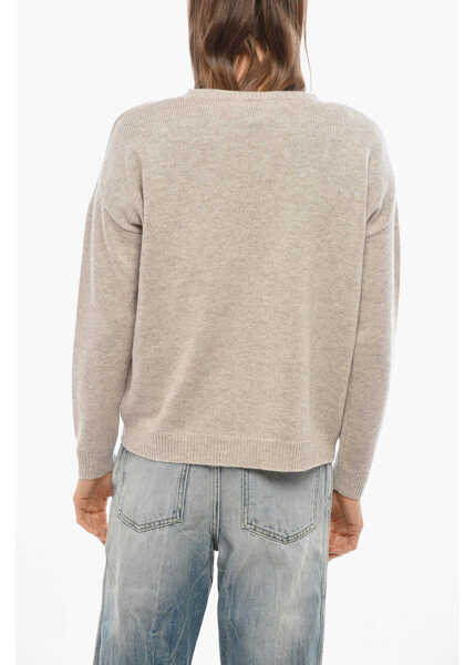 Pulovere Max Mara Special Edition Crew Neck Cashmere Blend Quota Sweater With Beige Femei (BM 19654850) 3