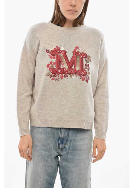 Pulovere Max Mara Special Edition Crew Neck Cashmere Blend Quota Sweater With Beige Femei (BM 19654850) 1