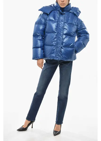 Geci de iarna Aspesi Nylon Gummo Down Jacket With Hood Blue Femei (BM 19654853) 4