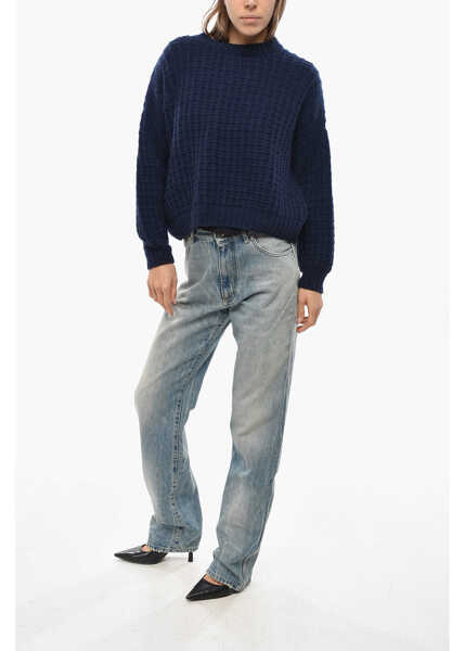 Pulovere BRUNO MANETTI Crew Neck Pure Cashmere Cropped Fit Sweater Blue Femei (BM 19654856) 4