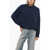 BRUNO MANETTI Crew Neck Pure Cashmere Cropped Fit Sweater Blue