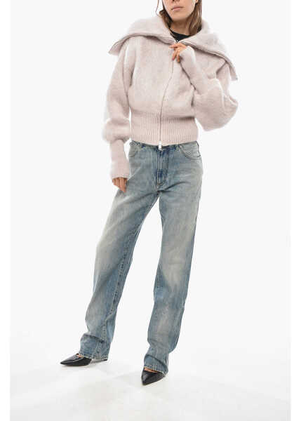 Bluze de trening SA SU PHI Mohair Blend Bomber Fit Pullover With Front Zip Pink Femei (BM 19654862) 4