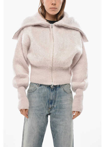 Bluze de trening SA SU PHI Mohair Blend Bomber Fit Pullover With Front Zip Pink Femei (BM 19654862) 1