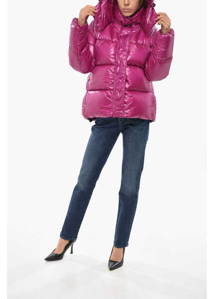 Geci de iarna Aspesi Nylon Gummo Down Jacket With Hood Pink Femei (BM 19654865) 4