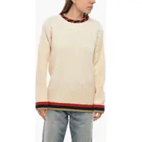 Pulovere casual Cable Knit Cashmere Blend Crew Neck Pullover With Lurex Deta Femei