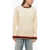 Gucci Cable Knit Cashmere Blend Crew Neck Pullover With Lurex Deta White