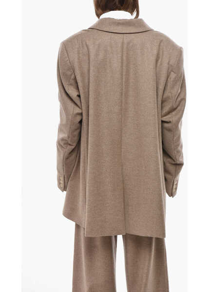 Sacouri NICCOL PASQUALETTI Double-Breasted Virgin Wool Blazer With Peak Lapel Beige Femei (BM 19654871) 3