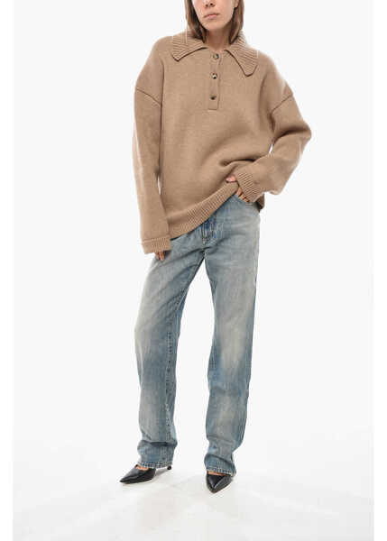 Tricouri Polo Khaite Polo Neck Stretch Cashmere Pullover Beige Femei (BM 19654874) 4