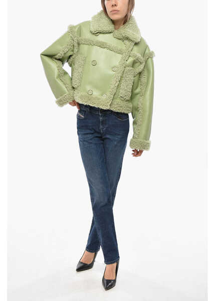 Paltoane STAND STUDIO Double-Breasted Kristy Eco-Shearling Jacket Green Femei (BM 19654877) 4