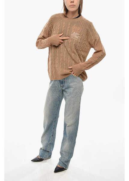 Pulovere ETRO Cable Knit Cashmere Crew Neck Sweater Brown Femei (BM 19654883) 4