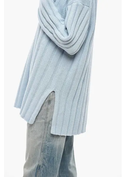 Pulovere Allude Crew Neck Ribbed Cashmere Blend Sweater Light Blue Femei (BM 19654886) 2