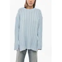 Pulovere Crew Neck Ribbed Cashmere Blend Sweater Femei
