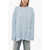 Allude Crew Neck Ribbed Cashmere Blend Sweater Light Blue