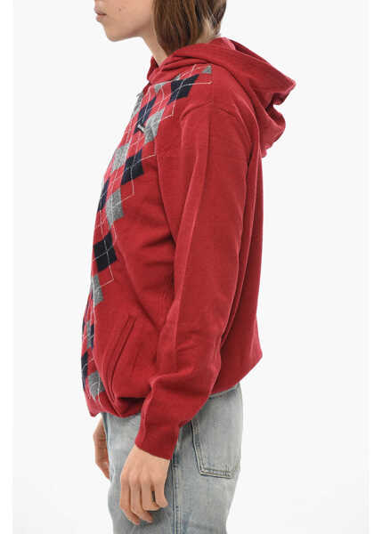 Pulovere HODAKOVA Check Patterned Cotton Full-Zip Sweater Red Femei (BM 19654892) 2