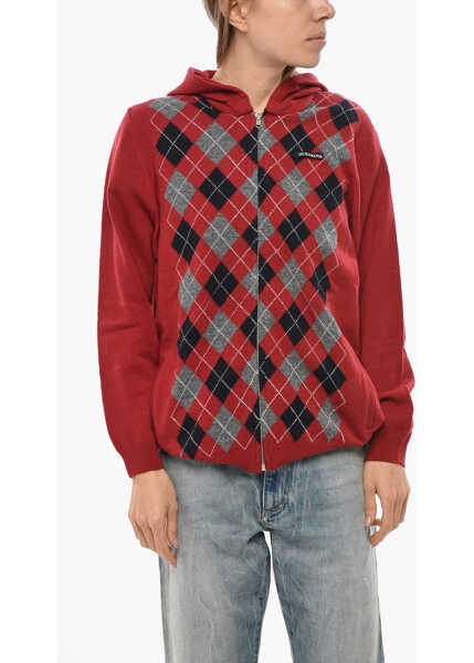 Pulovere HODAKOVA Check Patterned Cotton Full-Zip Sweater Red Femei (BM 19654892) 1