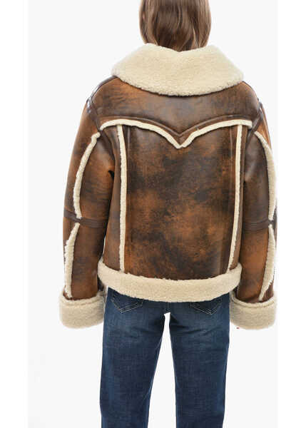 Paltoane STAND STUDIO Eco-Shearling Lessie Jacket With Front Zip Brown Femei (BM 19654895) 3