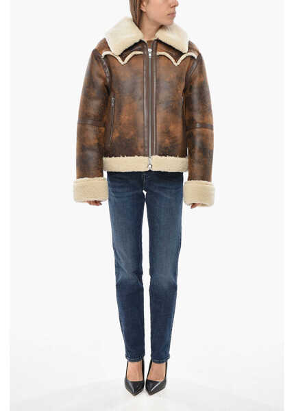 Paltoane STAND STUDIO Eco-Shearling Lessie Jacket With Front Zip Brown Femei (BM 19654895) 4