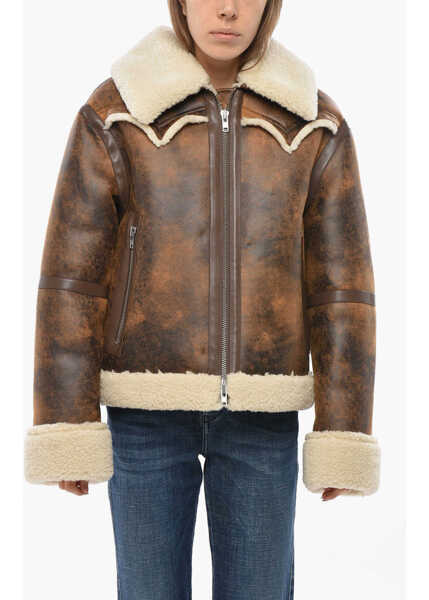 Paltoane STAND STUDIO Eco-Shearling Lessie Jacket With Front Zip Brown Femei (BM 19654895) 1