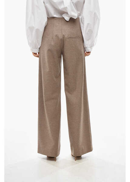 Pantaloni casual NICCOL PASQUALETTI Virgin Wool Straight Fit Pants With Hidden Closure Beige Femei (BM 19654898) 3