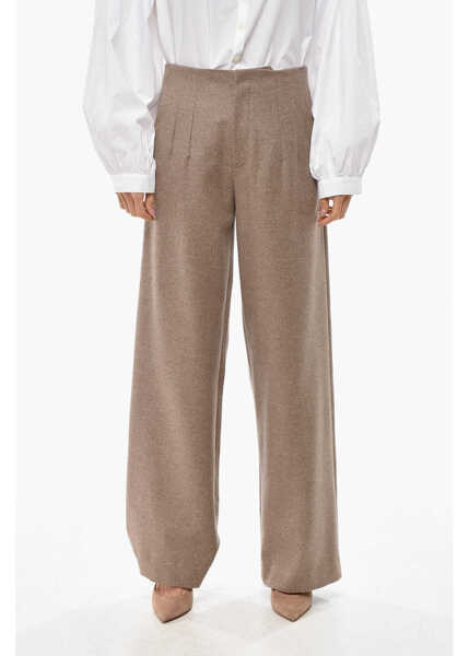 Pantaloni casual NICCOL PASQUALETTI Virgin Wool Straight Fit Pants With Hidden Closure Beige Femei (BM 19654898) 1