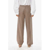 Pantaloni casual Virgin Wool Straight Fit Pants With Hidden Closure Femei
