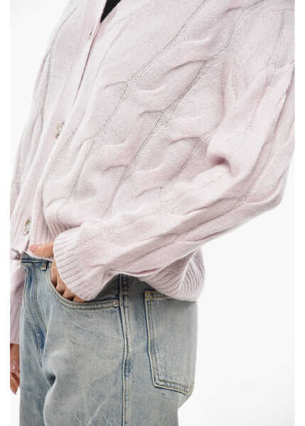 Cardigane Allude Cable Knit Cashmere Blend Cardigan Pink Femei (BM 19654904) 2
