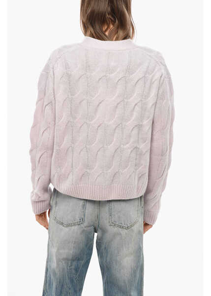 Cardigane Allude Cable Knit Cashmere Blend Cardigan Pink Femei (BM 19654904) 3