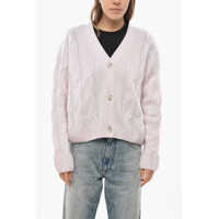 Cardigane Cable Knit Cashmere Blend Cardigan Femei